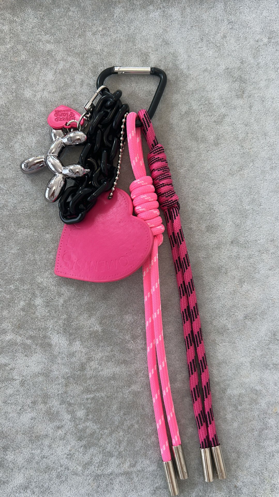 Fuşya Kalp Köpek Detaylı Çanta Charm  ve  Anahtarlık