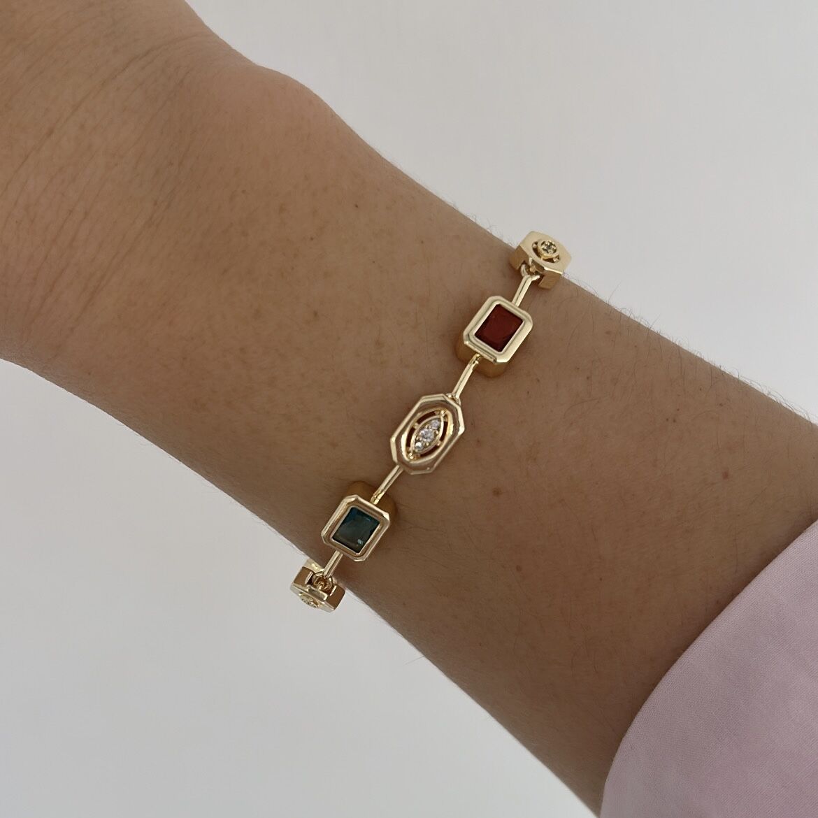 Özel Seri Renkli Baget Taşlı Bileklik 18cm
