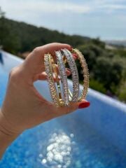 İthal Zirkon Baget Taşlı Kelepçe 17 cm