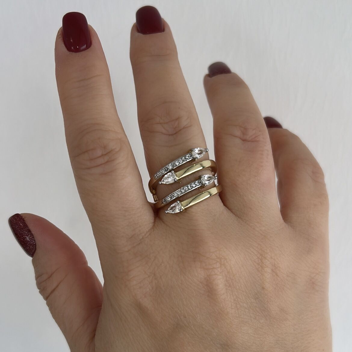 Özel Seri Zirkon Taşlı Çoklu yüzük (AYARLI)