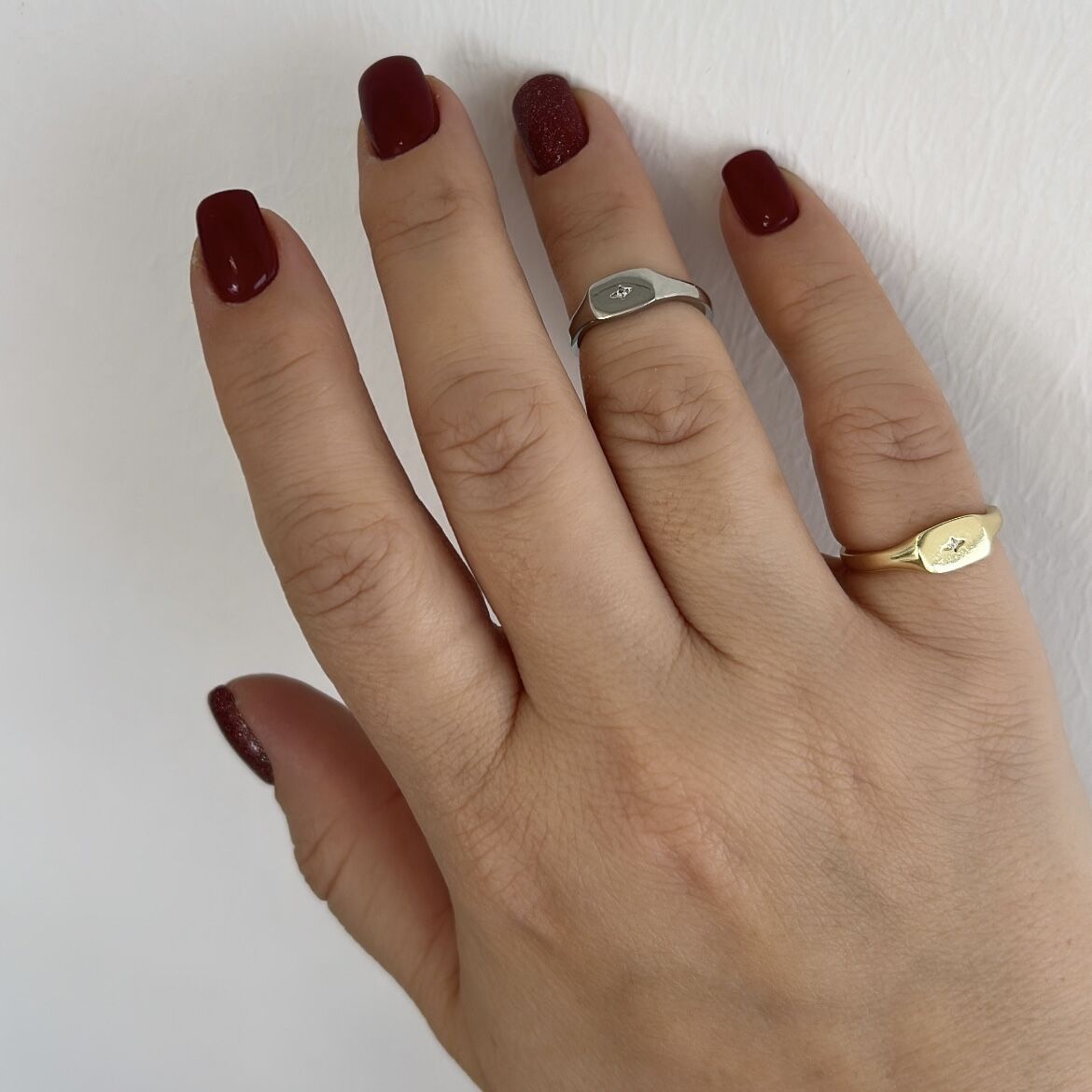 Özel Seri Taşlı Plaka Serçe Parmak Yüzük (ayarlı)