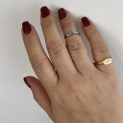 Özel Seri Taşlı Plaka Serçe Parmak Yüzük (ayarlı)