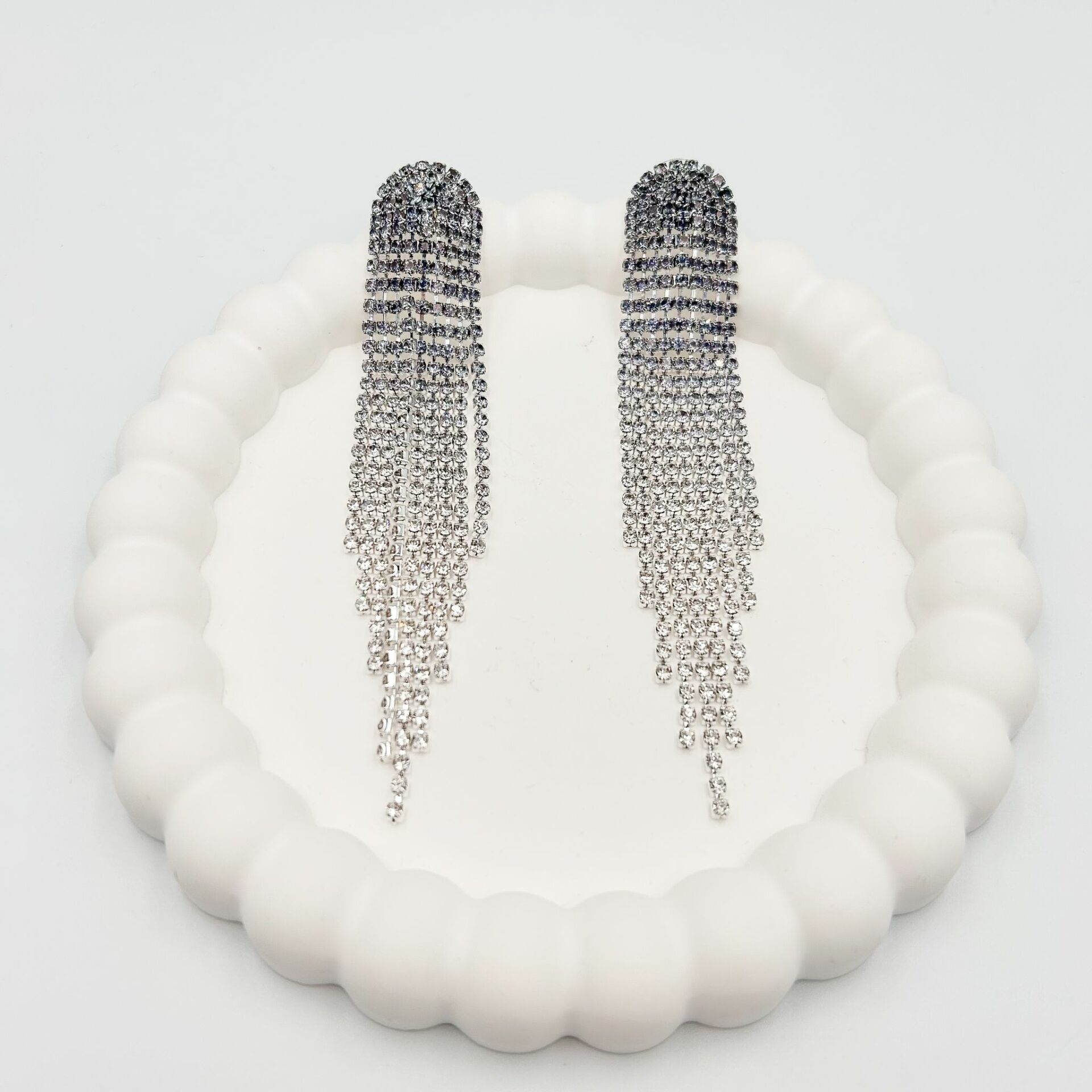 Özel Seri Zirkon Taşlı 2 Renkli Küpe 10 cm