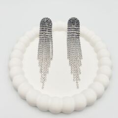 Özel Seri Zirkon Taşlı 2 Renkli Küpe 10 cm